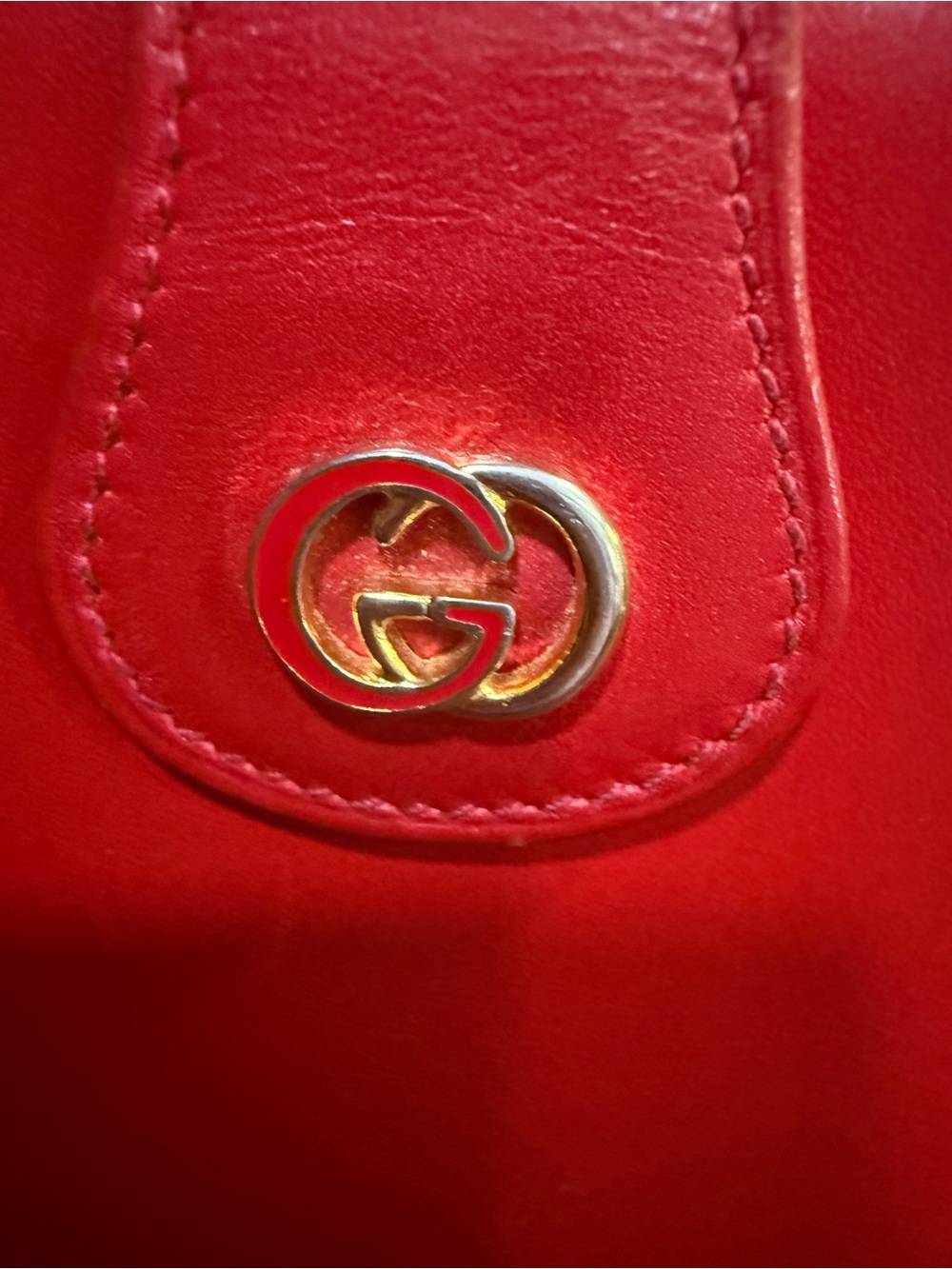 Vintage Gucci Red Leather GG Continental Wallet Clutch Kiss Lock Made in Italy - Picture 14 of 14